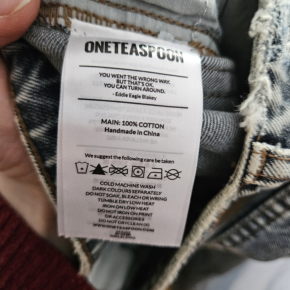 One Teaspoon Jeans Distressed Denim Awesome Baggies Blue Blossom High Waist - Picture 14 of 15